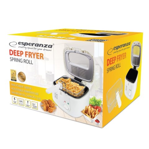 Esperanza Frytownica Esperanza SPRING ROLL EKG012 (2,5 l; 1800W; kolor biały) Esperanza Frytownica Esperanza SPRING ROLL EKG012 (2,5 l; 1800W; kolor biały)