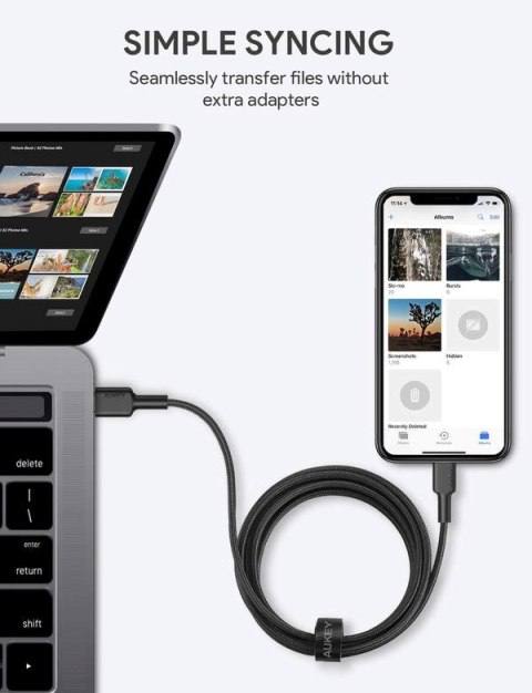 AUKEY AUKEY CB-CL03 NYLONOWY KABEL USB C-LIGHTNING 2M PD