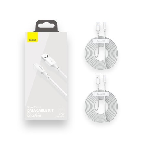 Baseus BASEUS KABEL USB/USB-C SIMPLE WISDOM, 40W, 5A, 1.5M BIAŁY