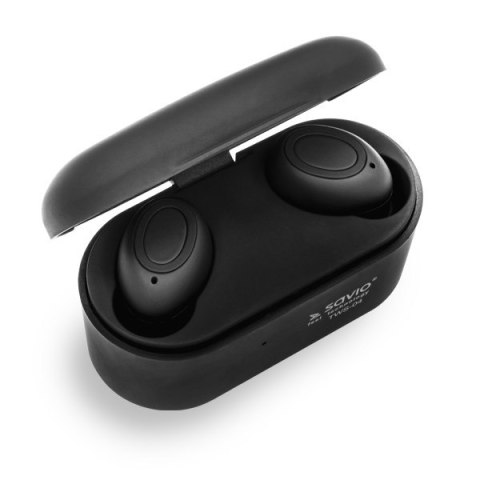SAVIO Słuchawki SAVIO TWS-04 (bluetooth; bezprzewodowe, Bluetooth; z wbudowanym mikrofonem; kolor czarny SAVIO Słuchawki SAVIO TWS-04 (bluetooth; bezprzewodowe, Bluetooth; z wbudowanym mikrofonem; kolor czarny