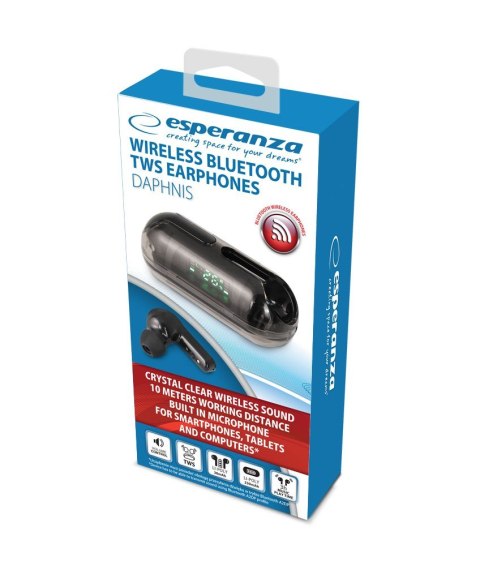 Esperanza ESPERANZA SŁUCHAWKI DOUSZNE BLUETOOTH TWS DAPHNIS EH239K Esperanza ESPERANZA SŁUCHAWKI DOUSZNE BLUETOOTH TWS DAPHNIS EH239K