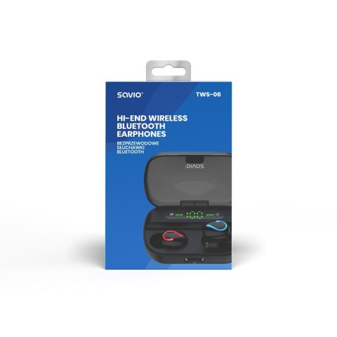 SAVIO SAVIO BEZPRZEWODOWE SŁUCHAWKI BLUETOOTH 5.0 + EDR TWS-06