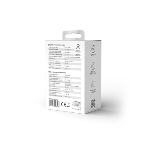 SAVIO SAVIO BEZPRZEWODOWE SŁUCHAWKI BLUETOOTH 5.0 + EDR TWS-06