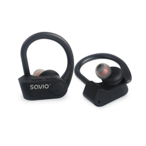 SAVIO Słuchawki bezprzewodowe SAVIO TWS-03 (bluetooth; bezprzewodowe, Bluetooth; z wbudowanym mikrofonem; kolor czarny SAVIO Słuchawki bezprzewodowe SAVIO TWS-03 (bluetooth; bezprzewodowe, Bluetooth; z wbudowanym mikrofonem; kolor czarny