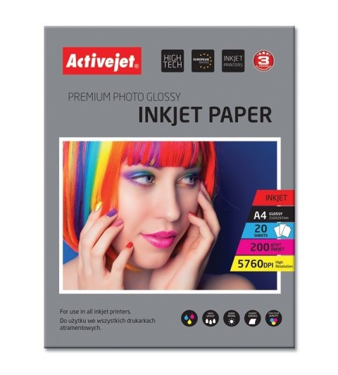 Activejet Activejet AP4-200G20 Papier fotograficzny błyszczący (A4; 20 szt.)
