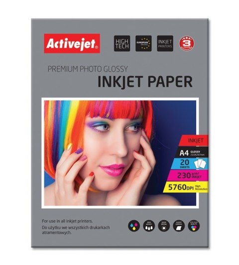 Activejet Activejet AP4-230G20 PAPIER FOTO fotograficzny błyszczący (A4; 20 szt.)