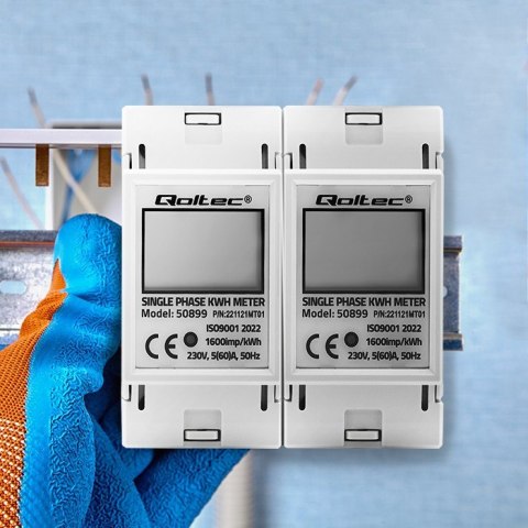 Qoltec QOLTEC LICZNIK ZUŻYCIA ENERGII JEDNOFAZOWY NA SZYNĘ DIN | 230V | LCD | 2P Qoltec QOLTEC LICZNIK ZUŻYCIA ENERGII JEDNOFAZOWY NA SZYNĘ DIN | 230V | LCD | 2P