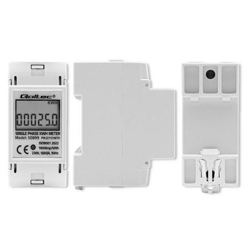 Qoltec QOLTEC LICZNIK ZUŻYCIA ENERGII JEDNOFAZOWY NA SZYNĘ DIN | 230V | LCD | 2P Qoltec QOLTEC LICZNIK ZUŻYCIA ENERGII JEDNOFAZOWY NA SZYNĘ DIN | 230V | LCD | 2P