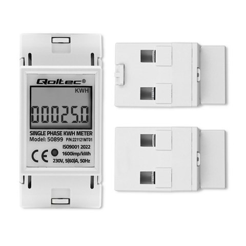 Qoltec QOLTEC LICZNIK ZUŻYCIA ENERGII JEDNOFAZOWY NA SZYNĘ DIN | 230V | LCD | 2P Qoltec QOLTEC LICZNIK ZUŻYCIA ENERGII JEDNOFAZOWY NA SZYNĘ DIN | 230V | LCD | 2P