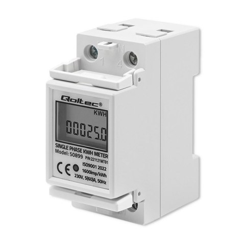Qoltec QOLTEC LICZNIK ZUŻYCIA ENERGII JEDNOFAZOWY NA SZYNĘ DIN | 230V | LCD | 2P Qoltec QOLTEC LICZNIK ZUŻYCIA ENERGII JEDNOFAZOWY NA SZYNĘ DIN | 230V | LCD | 2P