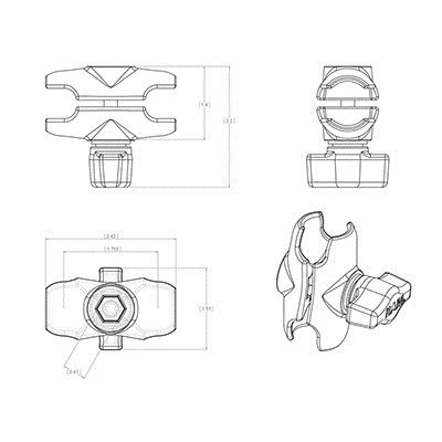 RAM MOUNTS RAM MOUNT ramię montażowe o dł. 6 cm RAM-B-201U-A RAM MOUNTS RAM MOUNT ramię montażowe o dł. 6 cm RAM-B-201U-A
