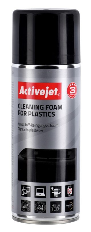 Activejet Activejet AOC-100 Pianka do plastiku, 400 ml. Pianka z aktywnymi cząsteczkami, usuwająca wszelkiego rodzaju zanieczyszczenia pow