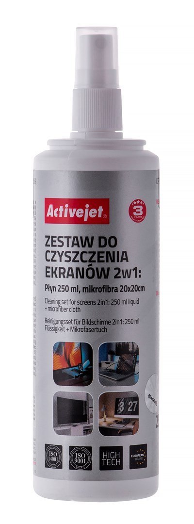 Activejet Activejet AOC-269 Zestaw do czyszczenia ekranów 2w1 250 ml., 20x20 cm