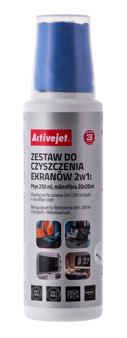 Activejet Activejet AOC-269 Zestaw do czyszczenia ekranów 2w1 250 ml., 20x20 cm