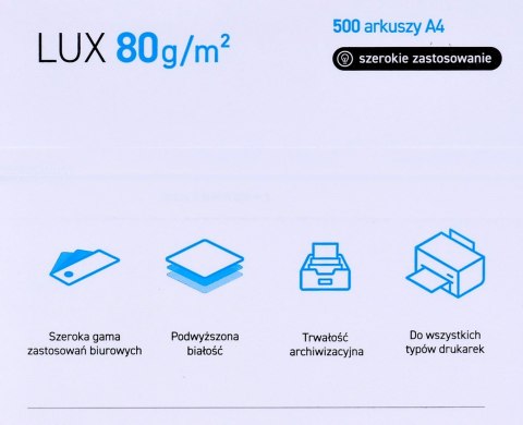 Igepa Papier xero ksero biurowy POLLUX (A4; 80g/m2; 500 szt.arkuszy; kolor biały, matowy)