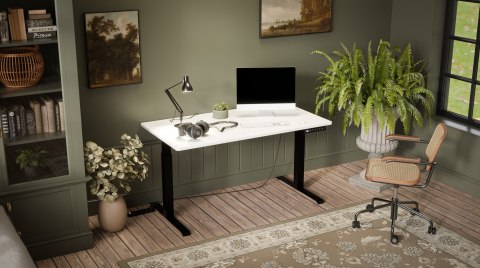 Cama MEBLE Biurko z elektryczną regulacją wysokości MOON LONG 150x80x72-120 czarny/biały