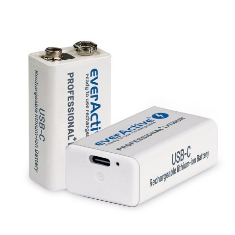 EverActive EVERACTIVE AKUMULATOREK 6F22/9V LI-ION 550 MAH Z USB TYP C EVHR22-550C EverActive EVERACTIVE AKUMULATOREK 6F22/9V LI-ION 550 MAH Z USB TYP C EVHR22-550C