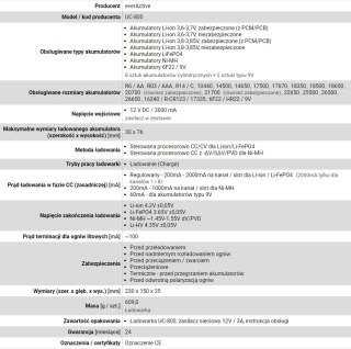 EverActive EVERACTIVE ŁADOWARKA DO AKUMULATORÓW CYLINDRYCZNYCH LI-ION ORAZ NI-MH UC800