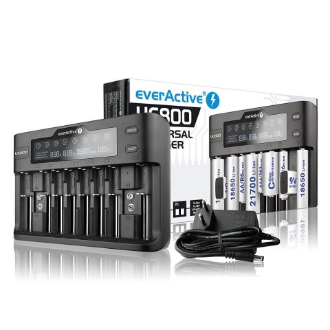 EverActive EVERACTIVE ŁADOWARKA DO AKUMULATORÓW CYLINDRYCZNYCH LI-ION ORAZ NI-MH UC800 EverActive EVERACTIVE ŁADOWARKA DO AKUMULATORÓW CYLINDRYCZNYCH LI-ION ORAZ NI-MH UC800