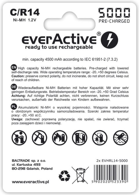 EverActive Zestaw akumulatorków everActive EVHRL14-5000 (5000mAh ; Ni-MH) EverActive Zestaw akumulatorków everActive EVHRL14-5000 (5000mAh ; Ni-MH)