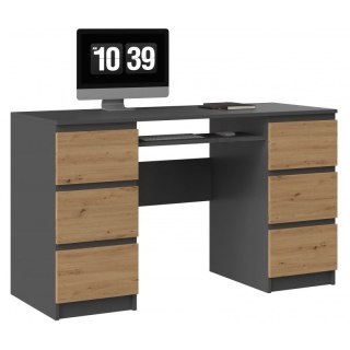 TOP E SHOP Biurko KUBA 130x51xH76 antracyt/artisan