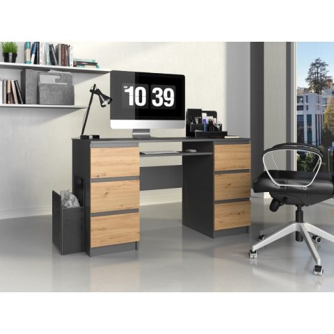 TOP E SHOP Biurko KUBA 130x51xH76 antracyt/artisan TOP E SHOP Biurko KUBA 130x51xH76 antracyt/artisan