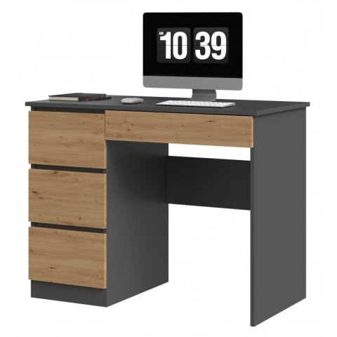 TOP E SHOP Biurko MIJAS LEWE 98x51xH76 antracyt/artisan
