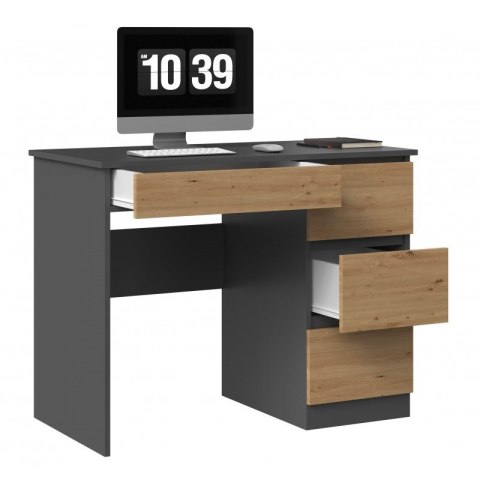 TOP E SHOP Biurko MIJAS PRAWE 98x51xH76 antracyt/artisan