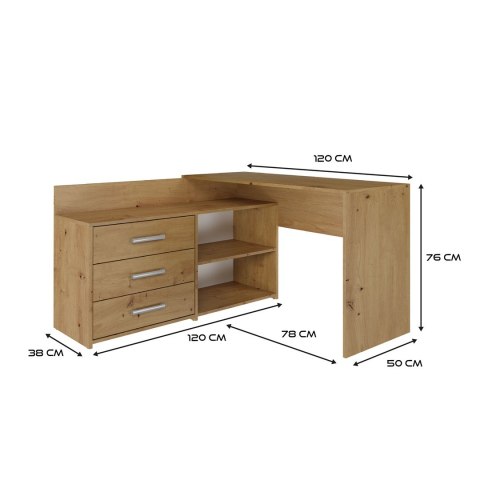 TOP E SHOP Biurko narożne + komoda DANY 120x50xH76 artisan TOP E SHOP Biurko narożne + komoda DANY 120x50xH76 artisan