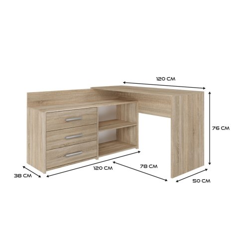 TOP E SHOP Biurko narożne + komoda DANY 120x50xH76 sonoma TOP E SHOP Biurko narożne + komoda DANY 120x50xH76 sonoma