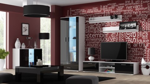 Cama MEBLE Witryna SOHO S6 2D2S biały/ czarny połysk