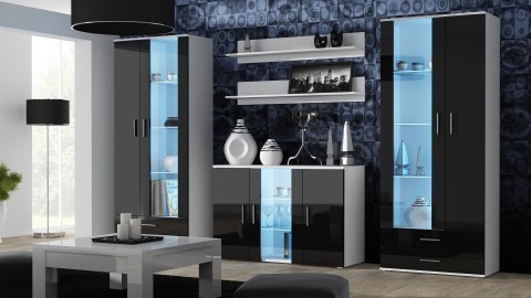 Cama MEBLE Witryna SOHO S6 2D2S biały/ czarny połysk
