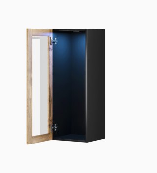 Cama MEBLE Witryna VIGO '90' szkło 90/35/32 czarny/dąb wotan