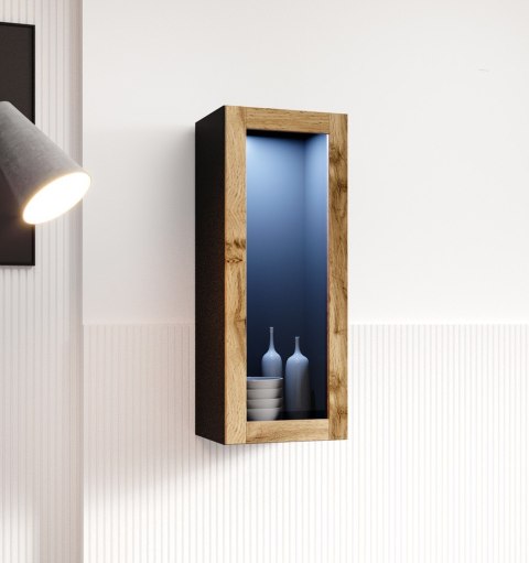 Cama MEBLE Witryna VIGO '90' szkło 90/35/32 czarny/dąb wotan