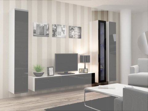 Cama MEBLE Witryna VIGO szkło'180' 180/40/30 biały/czarny poł