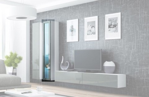 Cama MEBLE Witryna VIGO szkło'180' 180/40/30 biały/szary poł
