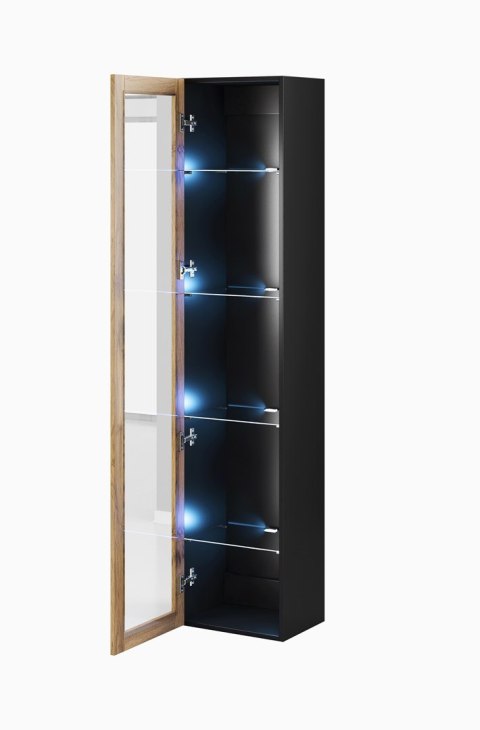 Cama MEBLE Witryna VIGO szkło'180' 180/40/30 czarny/dąb wotan