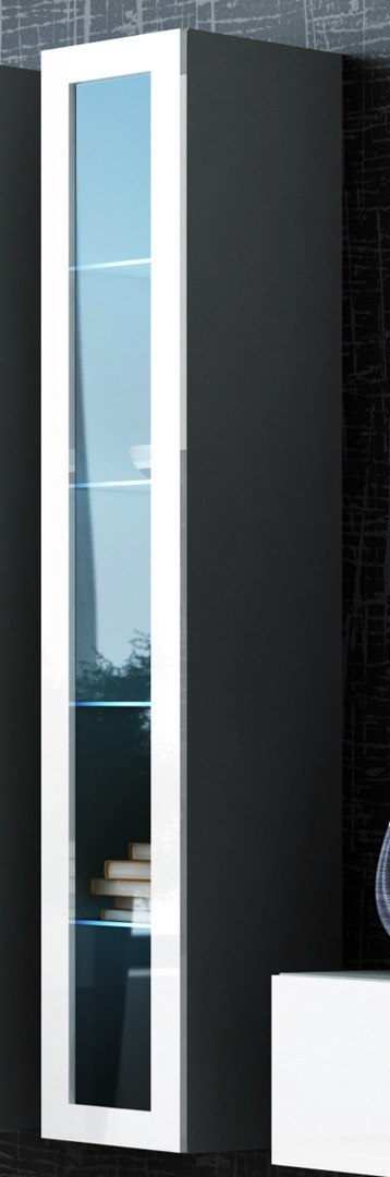 Cama MEBLE Witryna VIGO szkło'180' 180/40/30 szary/biały poł