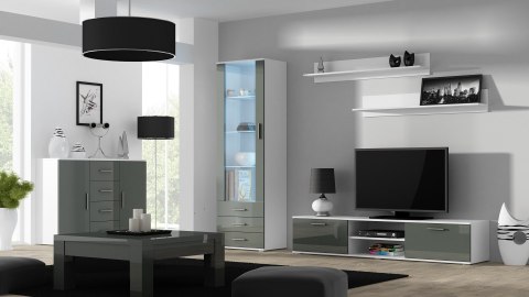 Cama MEBLE Witryna SOHO S1 biały/ szary połysk