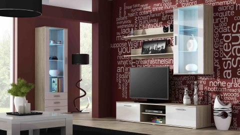 Cama MEBLE Witryna SOHO S1 dąb sonoma/ biały połysk