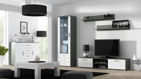 Cama MEBLE Witryna SOHO S1 szary/ biały połysk