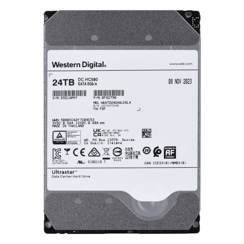 Western Digital Dysk serwerowy HDD Western Digital Ultrastar HC580 WUH722424ALE6L4 (24 TB; 3,5"; SATA)