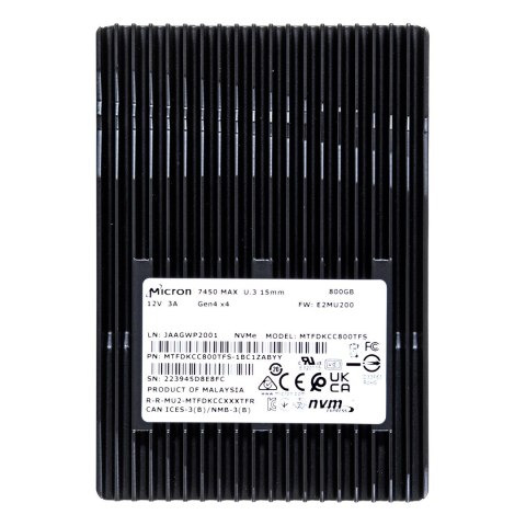 Micron Dysk SSD Micron 7450 MAX 800GB U.3 (15mm) NVMe Gen4 MTFDKCC800TFS-1BC1ZABYYR (DWPD 3) Micron Dysk SSD Micron 7450 MAX 800GB U.3 (15mm) NVMe Gen4 MTFDKCC800TFS-1BC1ZABYYR (DWPD 3)