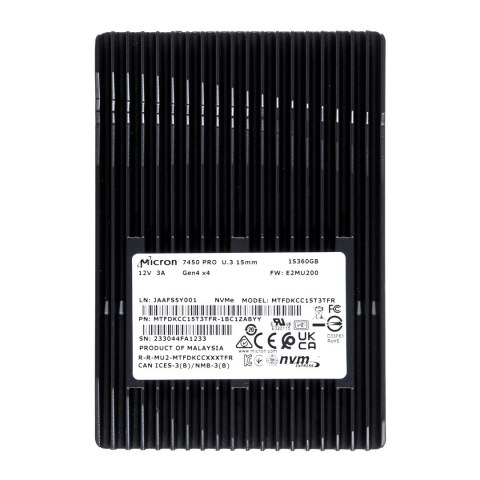 Micron Dysk SSD Micron 7450 PRO 15.36TB U.3 (15mm) NVMe Gen4 MTFDKCC15T3TFR-1BC1ZABYYR (DWPD 1) Micron Dysk SSD Micron 7450 PRO 15.36TB U.3 (15mm) NVMe Gen4 MTFDKCC15T3TFR-1BC1ZABYYR (DWPD 1)