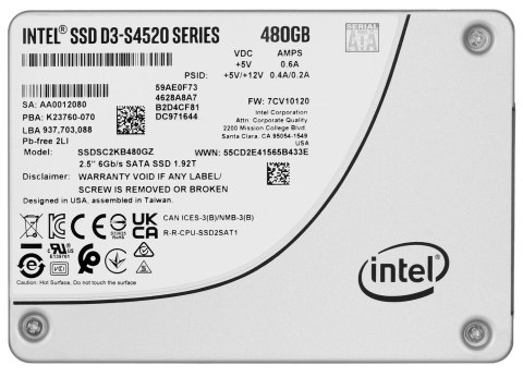 SOLIDIGM Dysk SSD Solidigm (Intel) S4520 480GB SATA 2.5" SSDSC2KB480GZ01 (DWPD up to 3) SOLIDIGM Dysk SSD Solidigm (Intel) S4520 480GB SATA 2.5" SSDSC2KB480GZ01 (DWPD up to 3)