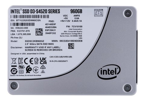 SOLIDIGM Dysk SSD Solidigm (Intel) S4520 960GB SATA 2.5" SSDSC2KB960GZ01 (DWPD up to 3) SOLIDIGM Dysk SSD Solidigm (Intel) S4520 960GB SATA 2.5" SSDSC2KB960GZ01 (DWPD up to 3)