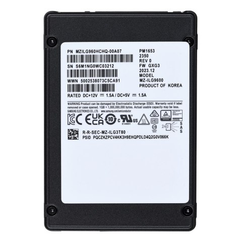 Samsung SemiConductor Dysk SSD Samsung PM1653 960GB 2.5" SAS 24Gb/s MZILG960HCHQ-00A07 (DWPD 1) Samsung SemiConductor Dysk SSD Samsung PM1653 960GB 2.5" SAS 24Gb/s MZILG960HCHQ-00A07 (DWPD 1)