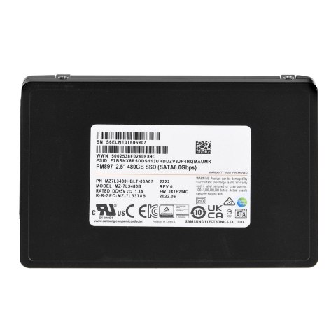 Samsung SemiConductor Dysk SSD Samsung PM897 480GB SATA 2.5" MZ7L3480HBLT-00A07 (DWPD 3) Samsung SemiConductor Dysk SSD Samsung PM897 480GB SATA 2.5" MZ7L3480HBLT-00A07 (DWPD 3)