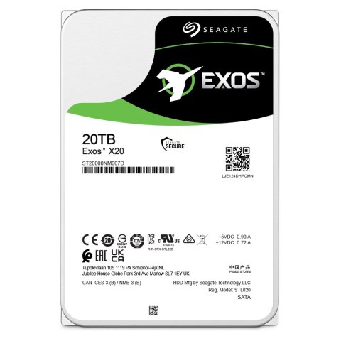 Seagate Dysk serwerowy HDD Seagate Exos X20 (20 TB; 3.5"; SATA) Seagate Dysk serwerowy HDD Seagate Exos X20 (20 TB; 3.5"; SATA)