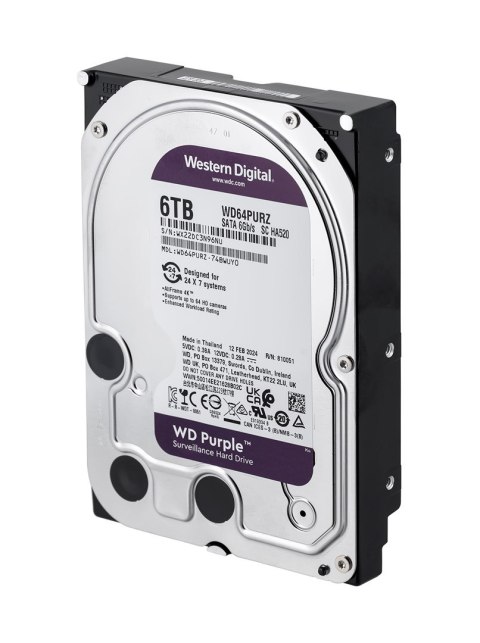 WD Dysk HDD WD Purple WD64PURZ (6 TB ; 3.5"; 256 MB; 5400 obr/min) WD Dysk HDD WD Purple WD64PURZ (6 TB ; 3.5"; 256 MB; 5400 obr/min)